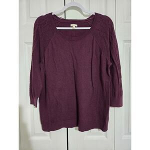 Sonoma xl women's plum knit sweater 3/4 sleeves